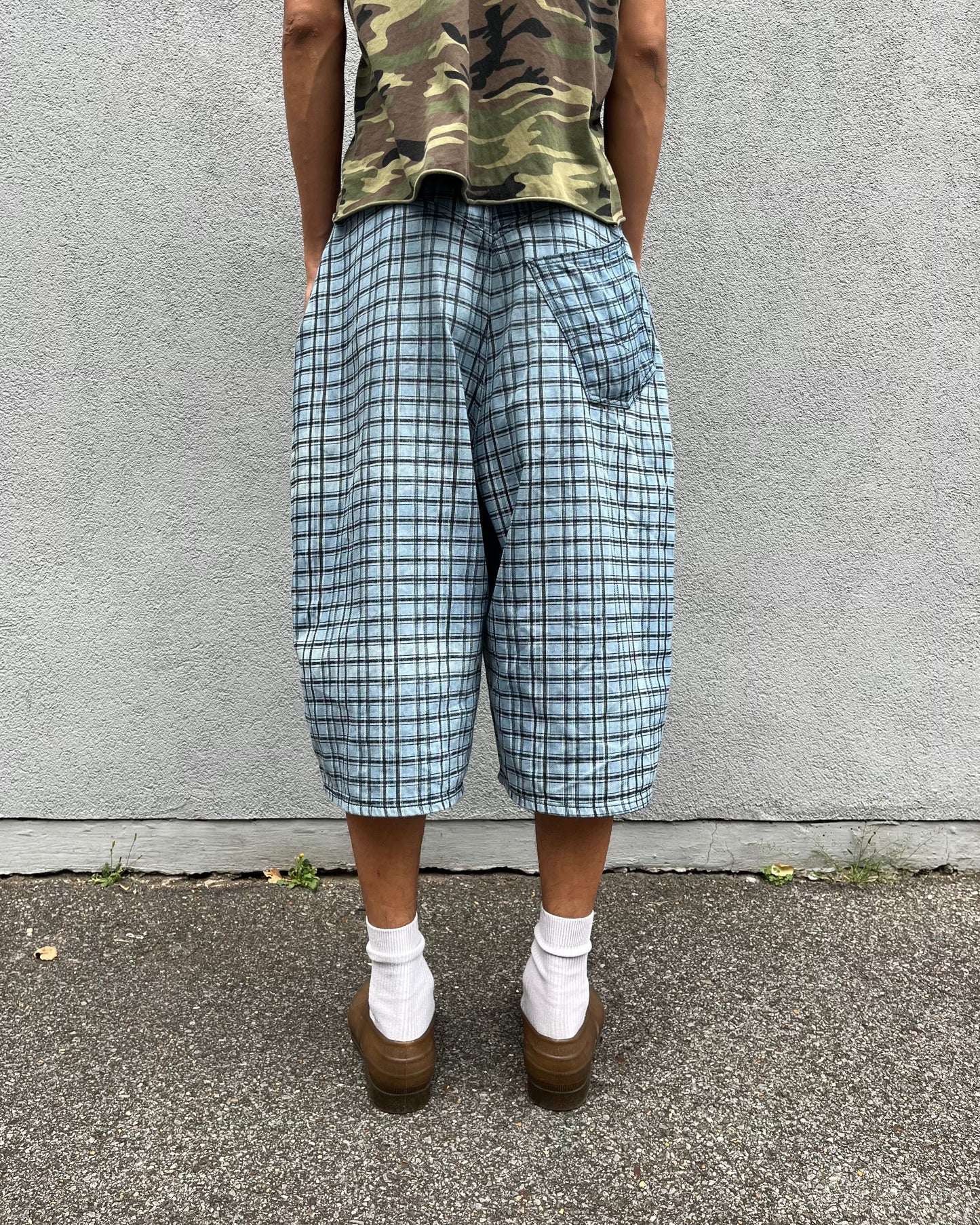Light Blue Check Shorts