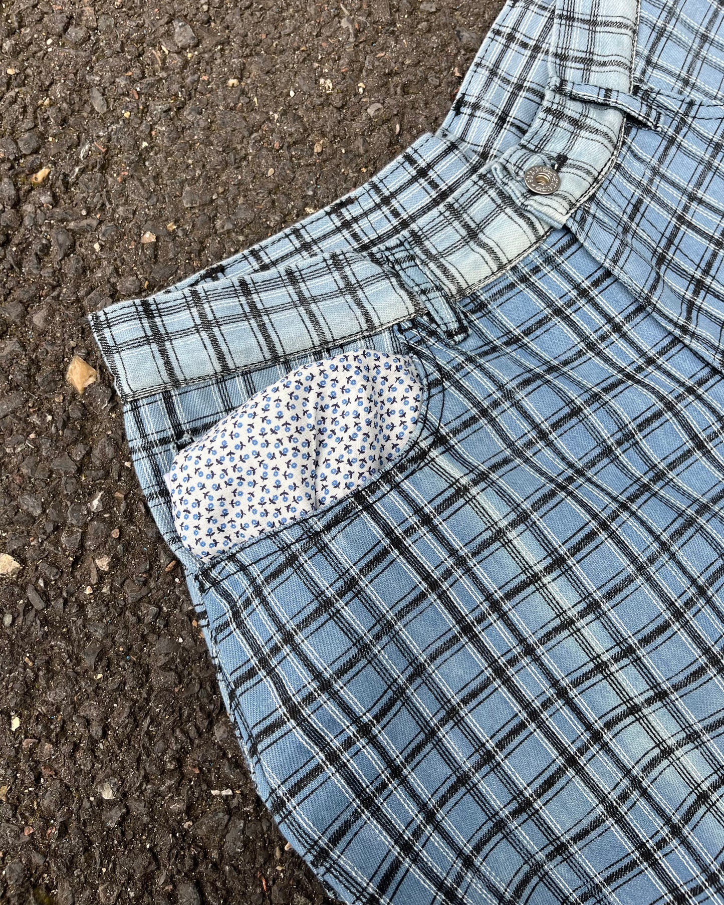 Light Blue Check Shorts