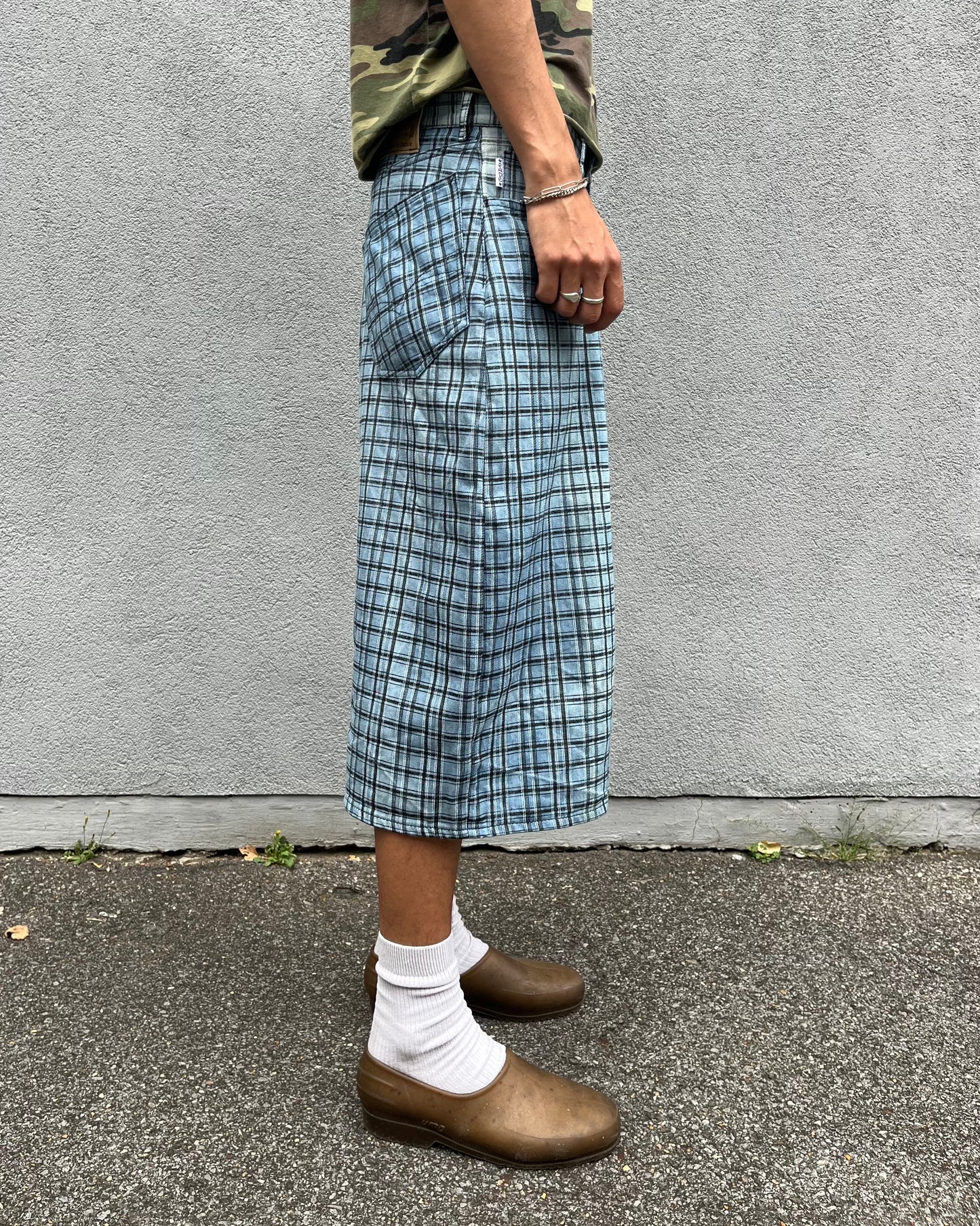 Light Blue Check Shorts