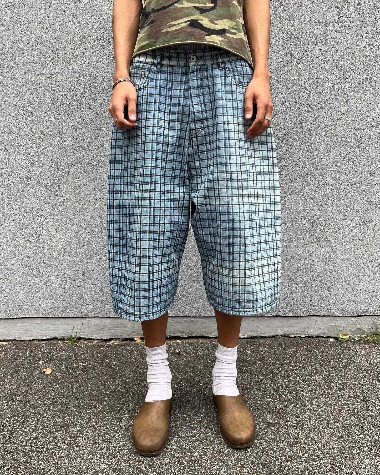 Light Blue Check Shorts