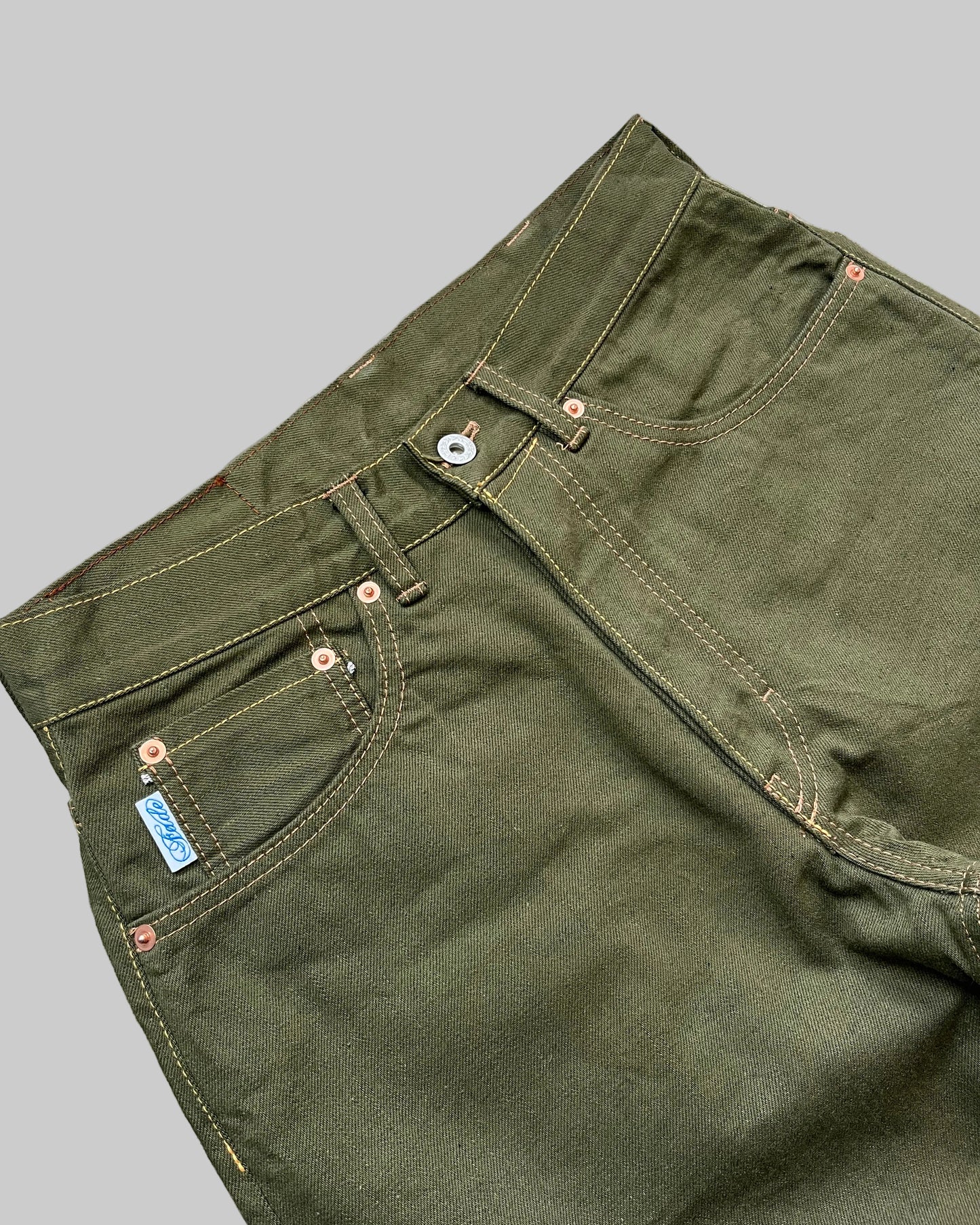 Straight Leg Jeans - Olive Japanese Selvedge Denim