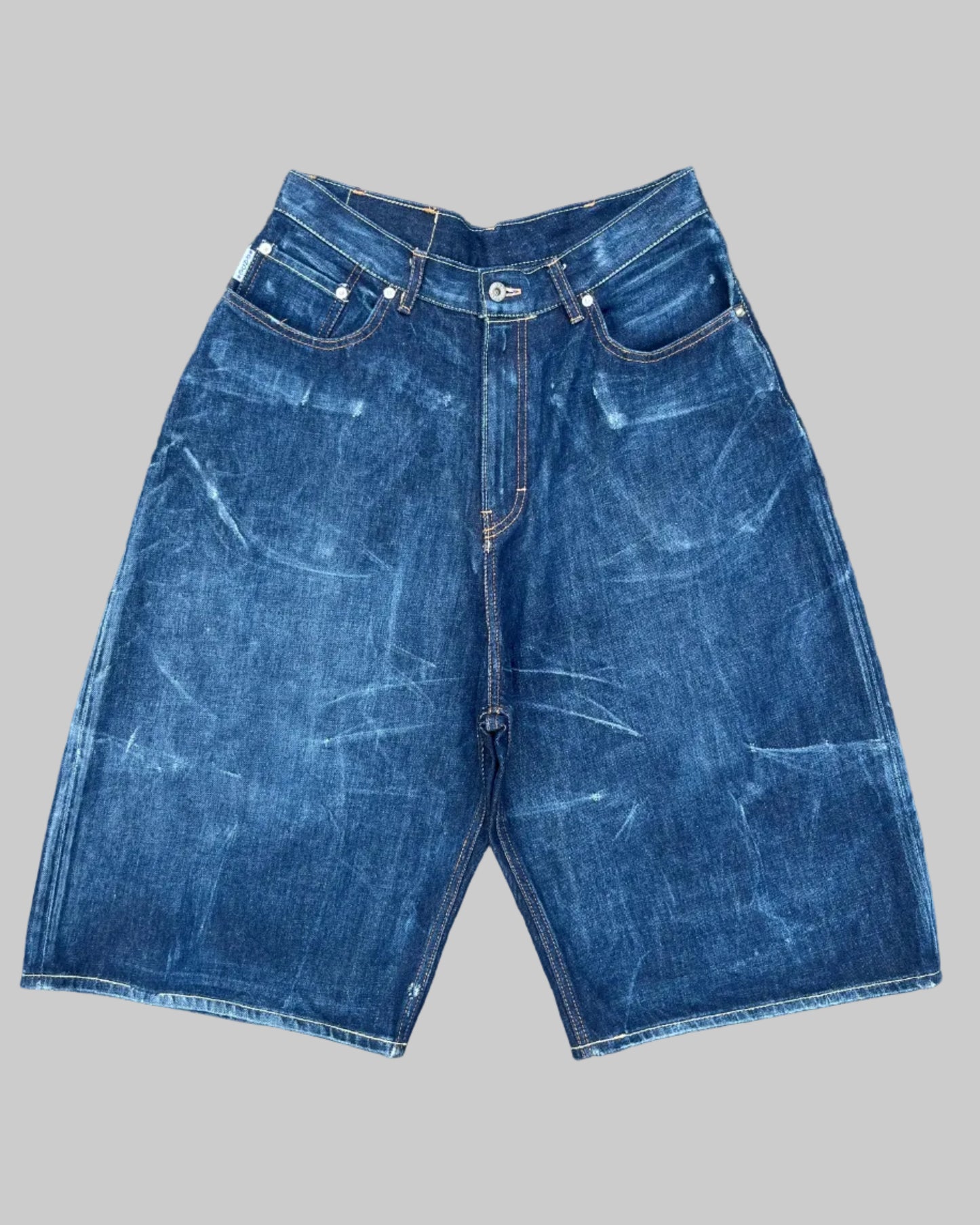 Baggy Shorts - Distressed Italian Indigo Denim