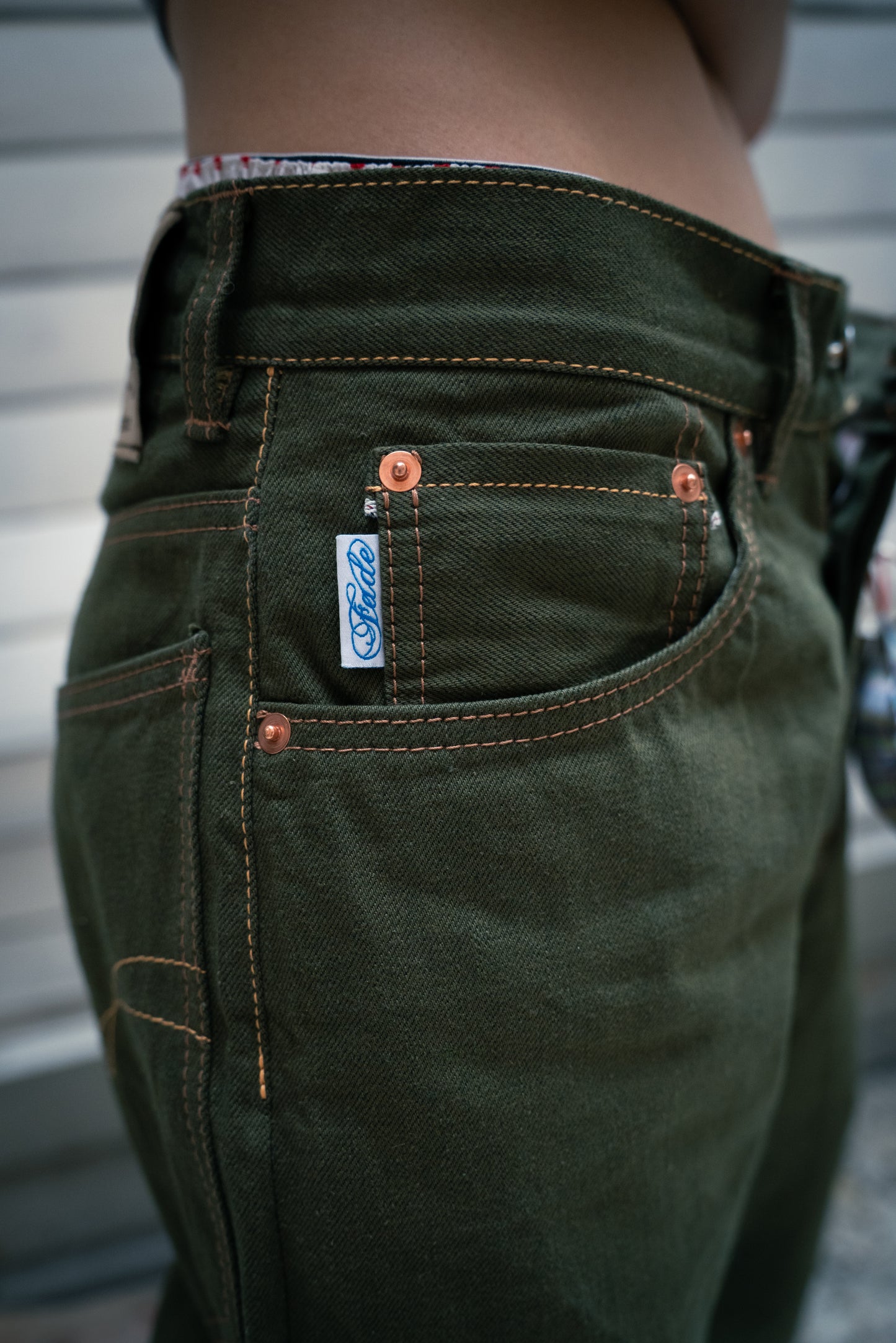 Straight Leg Jeans - Olive Japanese Selvedge Denim