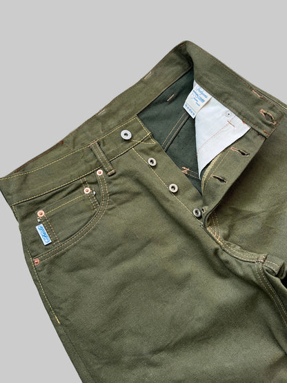Straight Leg Jeans - Olive Japanese Selvedge Denim