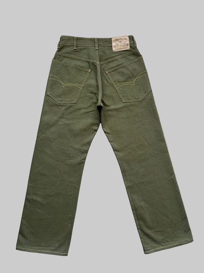 Straight Leg Jeans - Olive Japanese Selvedge Denim