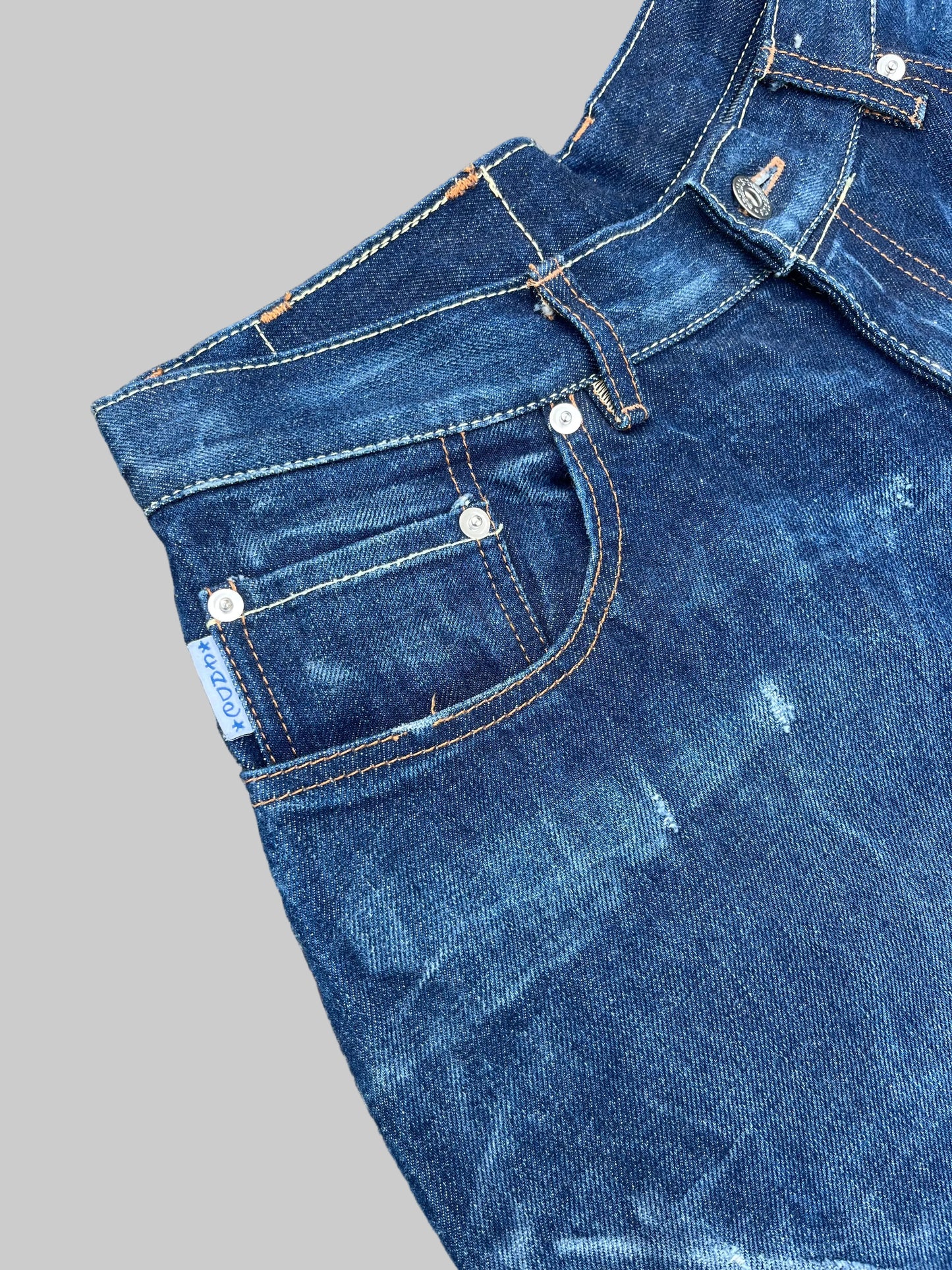 Baggy Shorts - Distressed Italian Indigo Denim