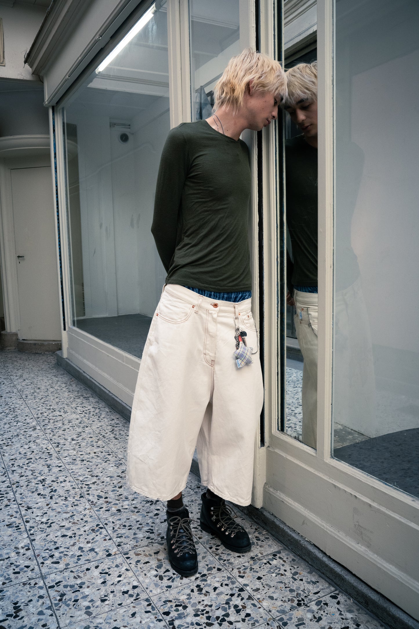 Baggy Shorts - Ecru Italian Denim