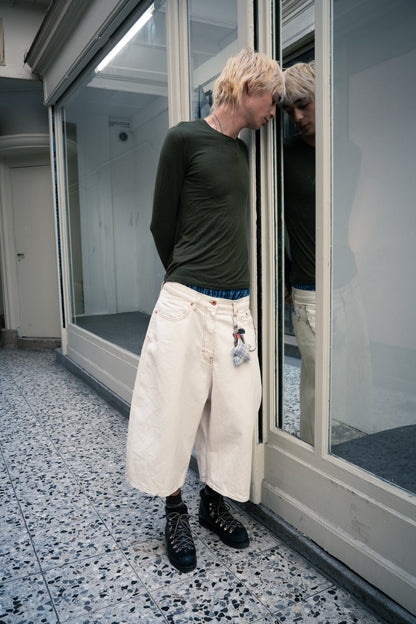 Baggy Shorts - Ecru Italian Denim