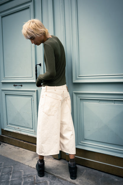 Baggy Shorts - Ecru Italian Denim