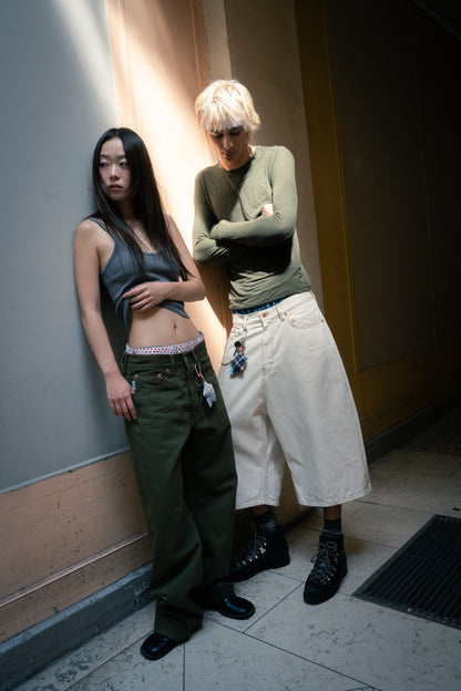 Baggy Shorts - Ecru Italian Denim