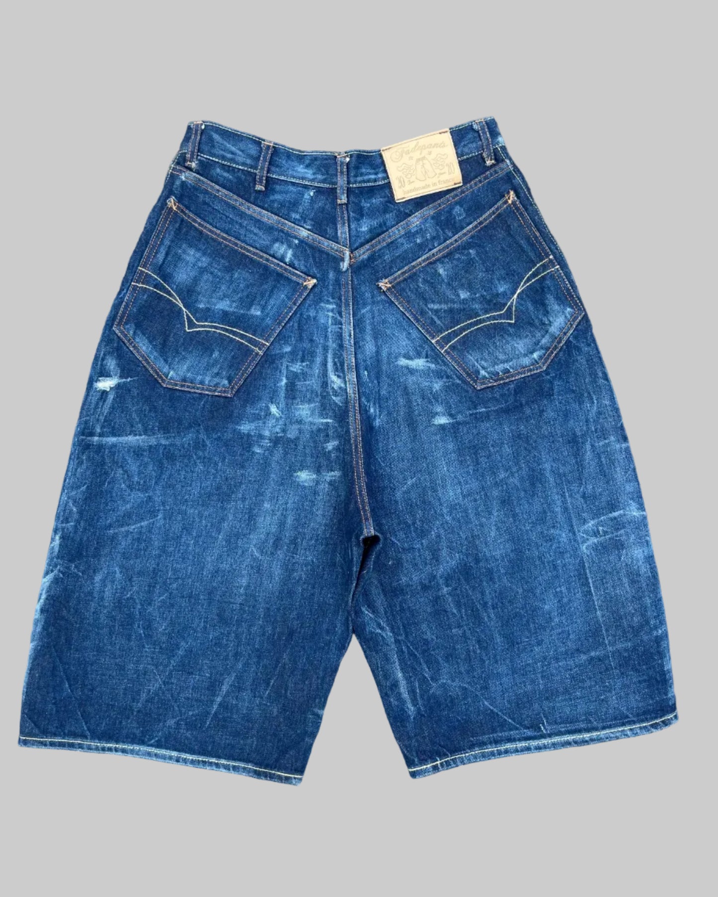 Baggy Shorts - Distressed Italian Indigo Denim