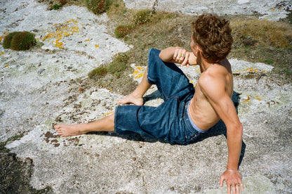 Baggy Shorts - Distressed Italian Indigo Denim