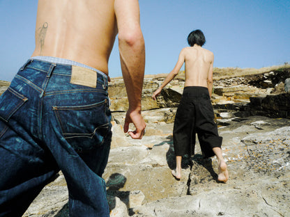 Baggy Shorts - Distressed Italian Indigo Denim